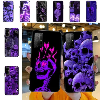 Violetinė Skeletas Telefoną Atveju Huawei Honor 10 lite 9 20 7A pro 9X pro 30 pro 50 pro 60 pro 70 pro plus