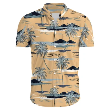 Vyriški Havajų Atsitiktinis Marškinėliai Kokoso Medžio Modelio Trumpas Rankovės Negabaritinių Viršuje y2k Už Mens Drabužius Kasdien Nauji Aukštos Kokybės Atlošas