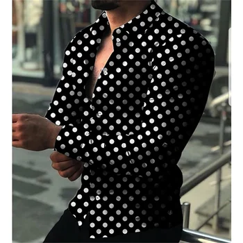 Vyriški Marškiniai Polka Dot Modelis T-Marškinėliai Slim Fit Spausdinami Dienos Viršūnes, vyriški Drabužiai, Sporto, Mados Dizaino Atsitiktinis Negabaritinių S-6XL