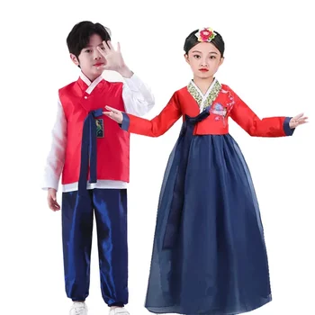 Vyrų ir Moterų Kostiumai korėjos Vaikų Tradicinių Drabužių Mergaičių Pagerėjo Hanbok Berniukams, Kūdikių korėjos Vaikų Drabužiai