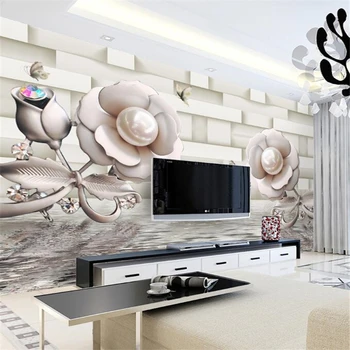 wellyu 3d papel de parede Užsakymą tapetai 3d rožių vandens bangų atspindys TV fono sienos papel de parede 3d tėtis peint