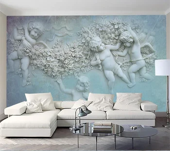 wellyu Europos angelas Kupidonas, TV foną, sienos užsakymą didelės freskos žalia tapetai papel de parede para quarto Papel de parede