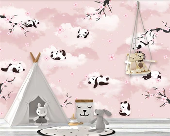WELLYU Pritaikytas modernus gražus šilkinis stereo tapetai, fone Panda papel de parede sienos popieriaus namų dekoro tėtis peint3D