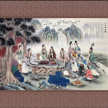 wellyu Pritaikyti didelės apimties freskomis aštuonių centų arbatos žemėlapis Kinų stiliaus tapetai Kinijos sienų tapyba tapetai