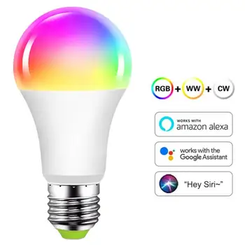 WiFi Smart Lemputė E27 RGB LED Lempos Protingas Pritemdomi Šiltai Balta Naktį Lempa Su 