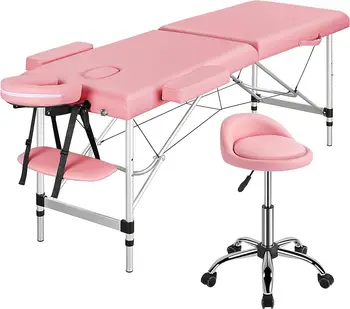 Yaheetech Nešiojamų 2 Skyriai Masažo Stalas Spa Lovos su Riedėjimo Kėdė Masažas Bed & Aukščio Pasukama Salonas Kėdė Aliuminio Sal
