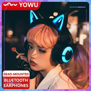 YOWU kačių ausų ausines 3s šviesos laisvų rankų įranga 