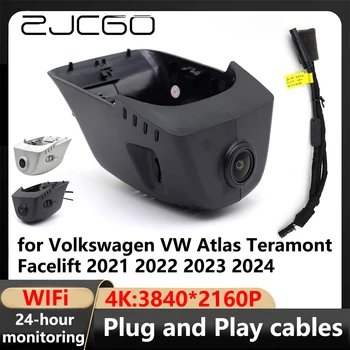 ZJCGO 4K Wifi 3840*2160 Automobilių DVR Brūkšnys Cam Kamera Vaizdo įrašymo Volkswagen VW Atlas Teramont Reorganizavimas 2021 2022 2023 2024