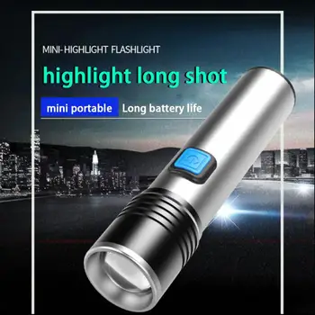 Zoomable įmontuota Baterija XML USB Įkraunamas LED Žibintuvėlis MINI Šviesos Aliuminio, atsparus Vandeniui Stovyklavimo Žibintas