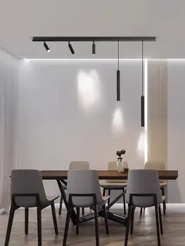 Šiaurės šalių šiuolaikinės juostelės LED restoranas lubų lempa be pagrindinės lempos dizainas minimalistinis baras, virtuvės sala Valgomasis nepriklausomo lempos