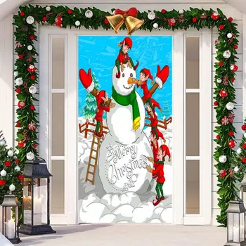 Žiemos tematikos Durų Apdailos Švenčių Durų Apdailos Šventiniai Kalėdų Durų Dangtelį, Santa Claus Sniego Fone užnugaris